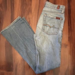 7 For All Mankind light denim flared leg jeans